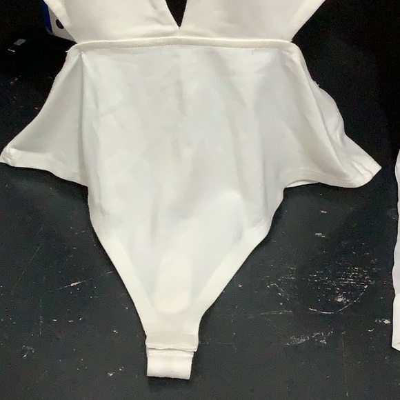 Fashion Nova White Peplum Cut Out Bodysuit - Picture 3 of 8